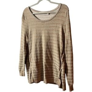 Soft Surroundings | Tan and White Striped Sweater | Size Large